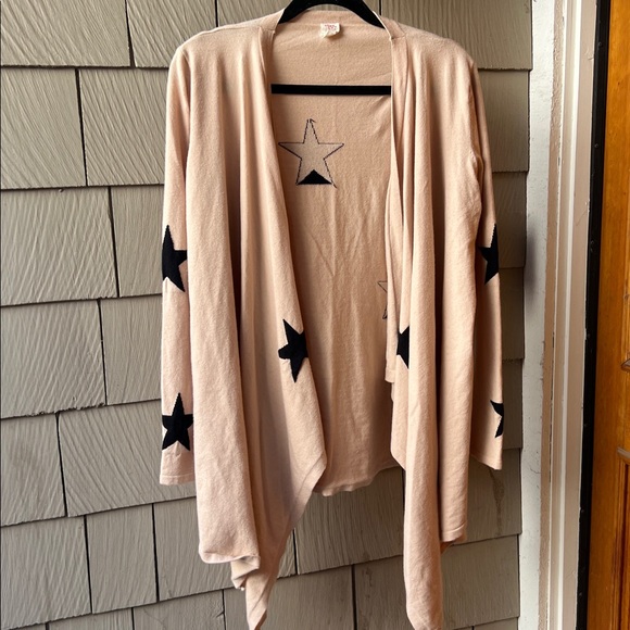 I Joah beige Star Patterned Women's open front cardigan/Sweater size L - Picture 6 of 10